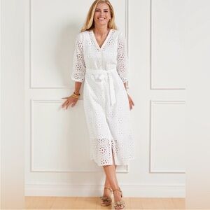 Talbots White Eyelet Midi Dress